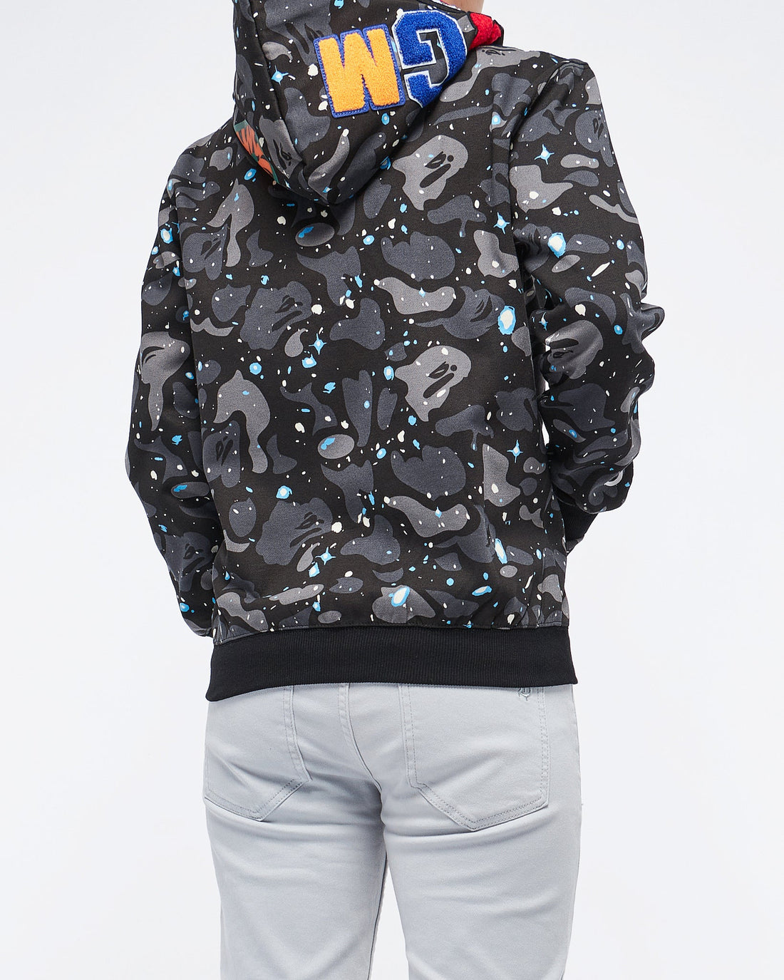 MOI OUTFIT-Space Camo Over Printed Men Hoodie Zipped 38.90