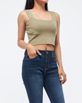 MOI OUTFIT-Square Neck Sleeveless Lady Crop Top 12.90