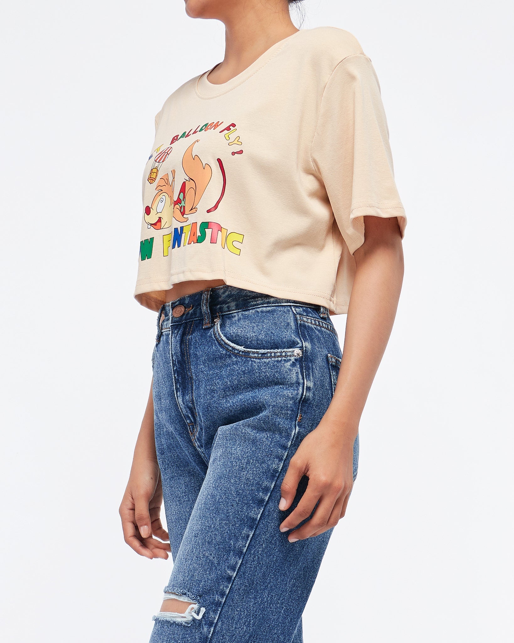 MOI OUTFIT-Squirrel Cartoon Printed Lady Crop Top 9.90