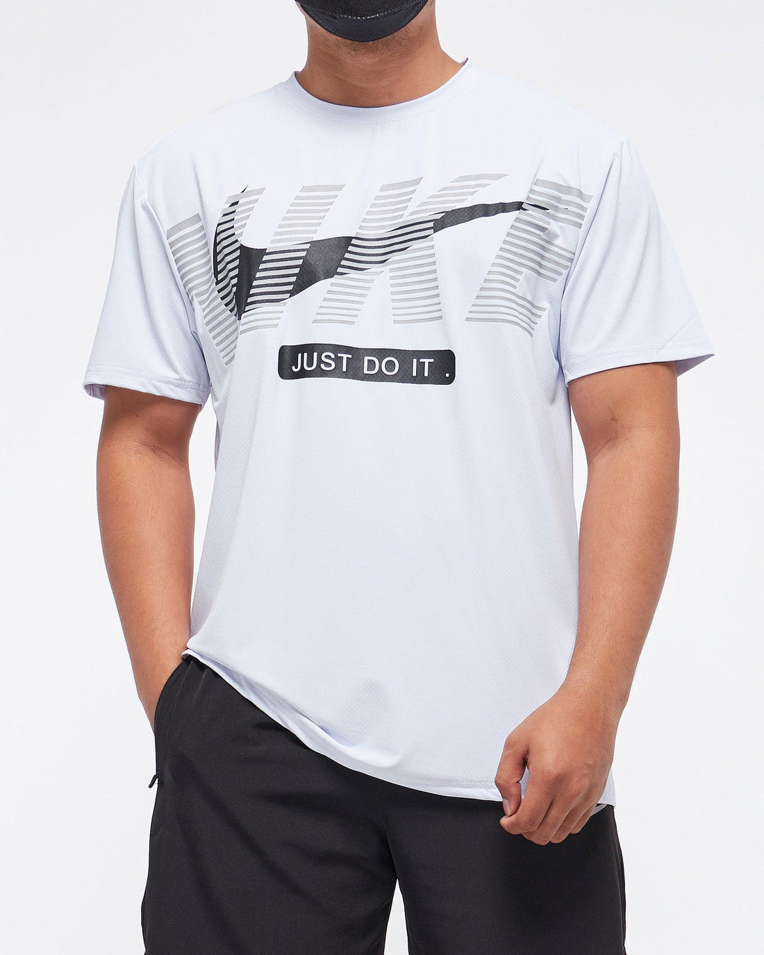 MOI OUTFIT-Striped Logo Printed Sport Men T-Shirt 13.90