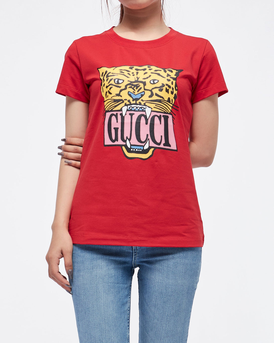 MOI OUTFIT-Tiger Logo Printed Lady T-Shirt 14.50