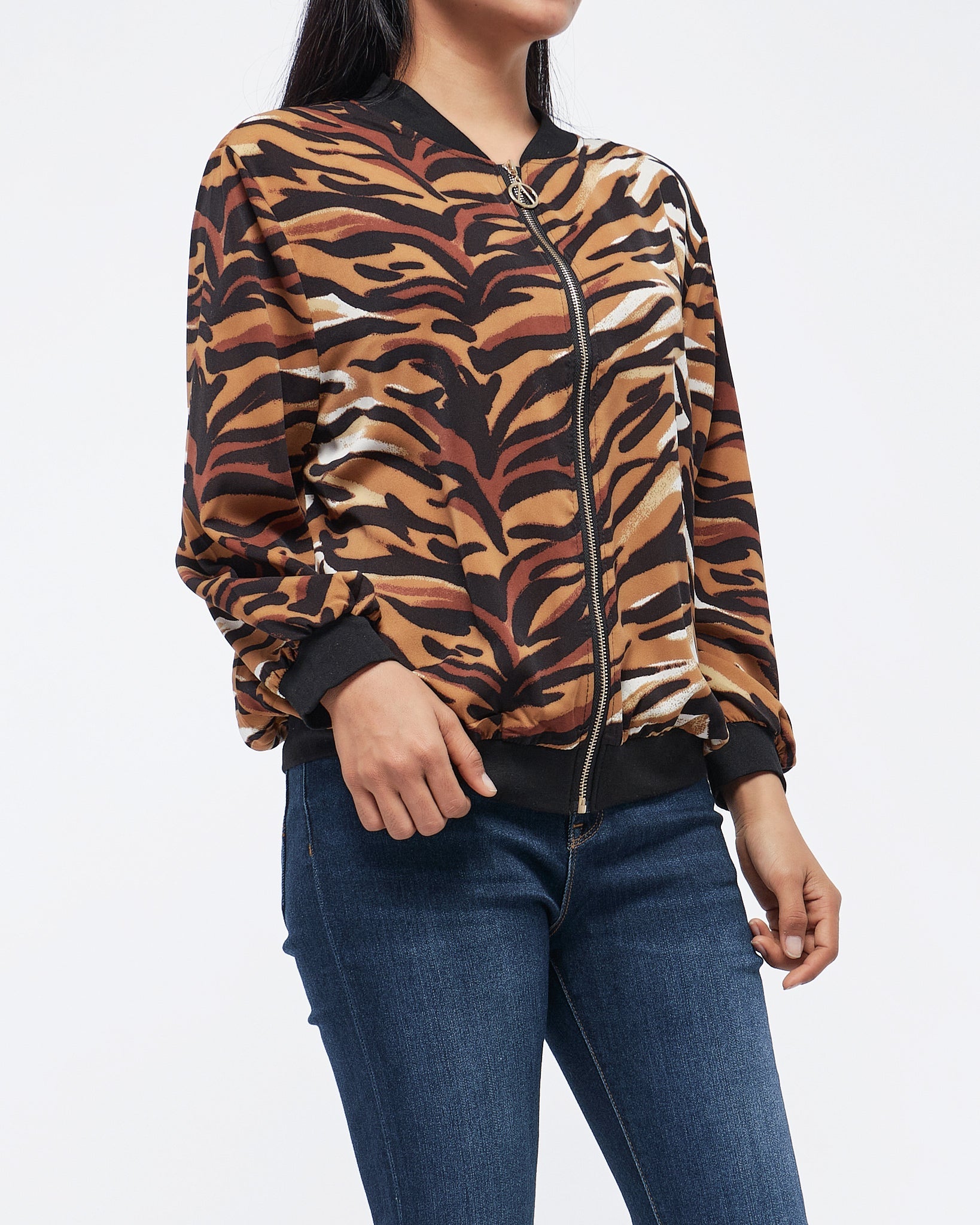 MOI OUTFIT-Tiger Skin Pattern Lady Jacket 17.90