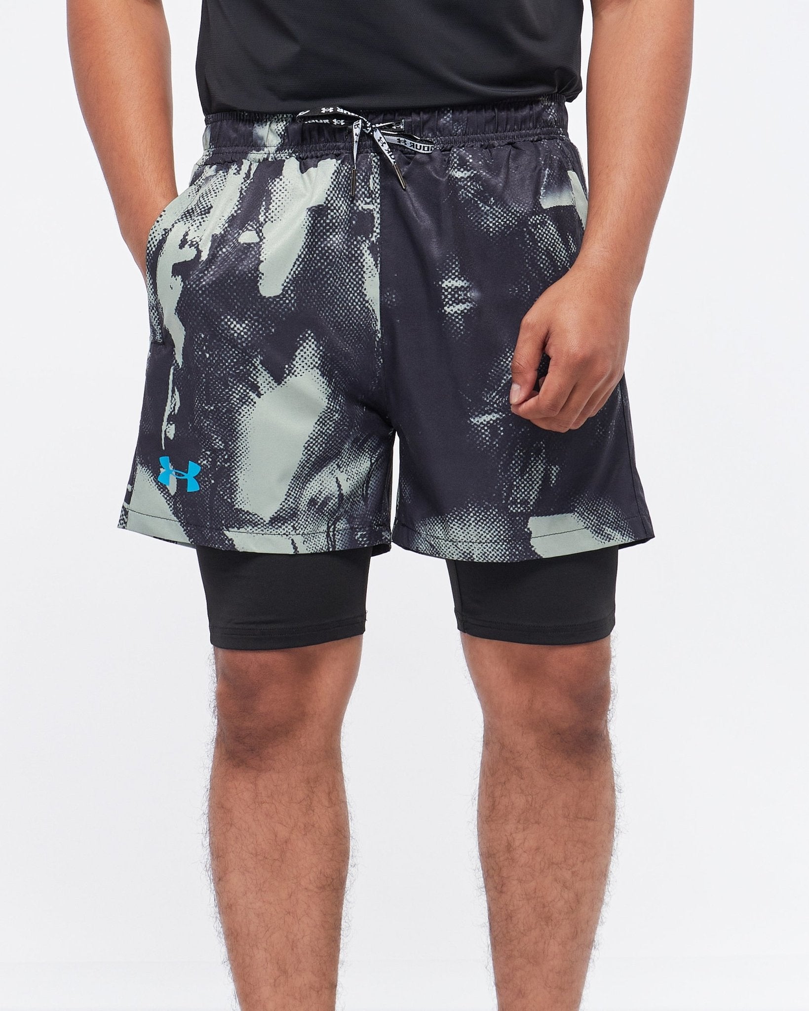 MOI OUTFIT-UA Camo Printed 2 in 1 Men Sport Shorts 14.90