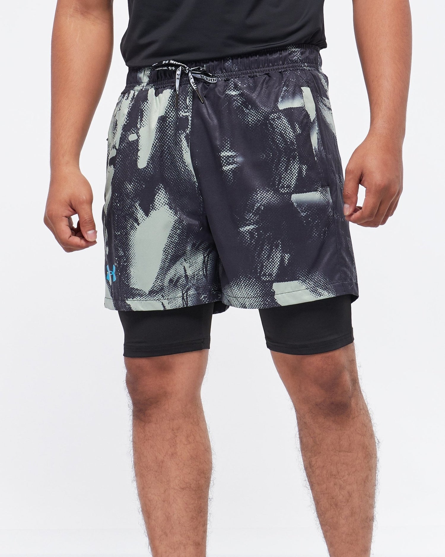 MOI OUTFIT-UA Camo Printed 2 in 1 Men Sport Shorts 14.90