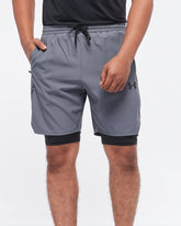 MOI OUTFIT-UA Logo Printed 2 in 1 Men Sport Shorts 14.50