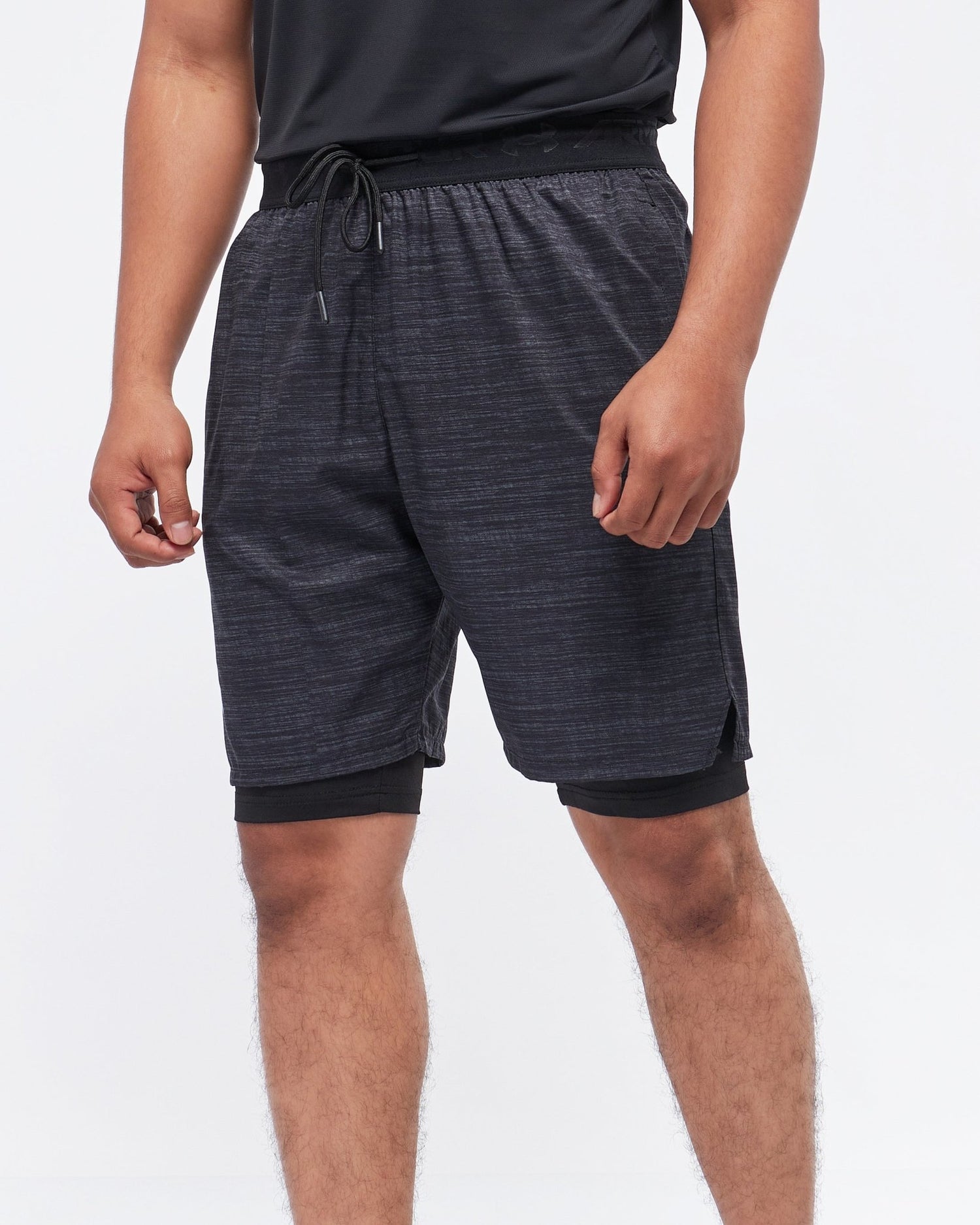 MOI OUTFIT-UA Stripes Over Printed 2 in 1 Men Sport Shorts 14.90