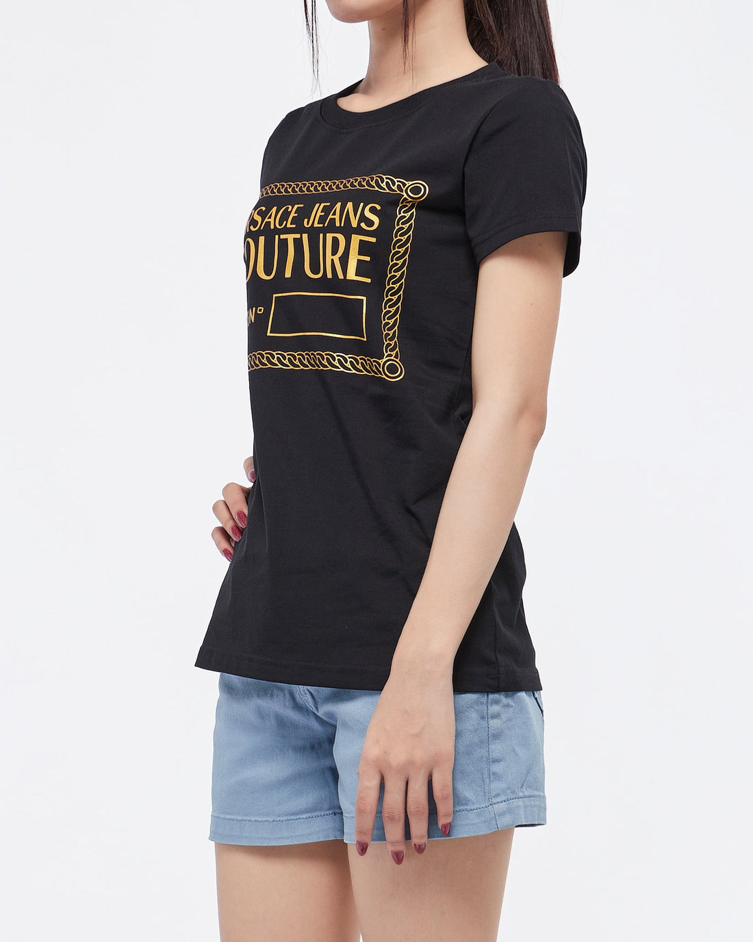 MOI OUTFIT-V Couture Chain Gold Printed Lady T-Shirt 14.50