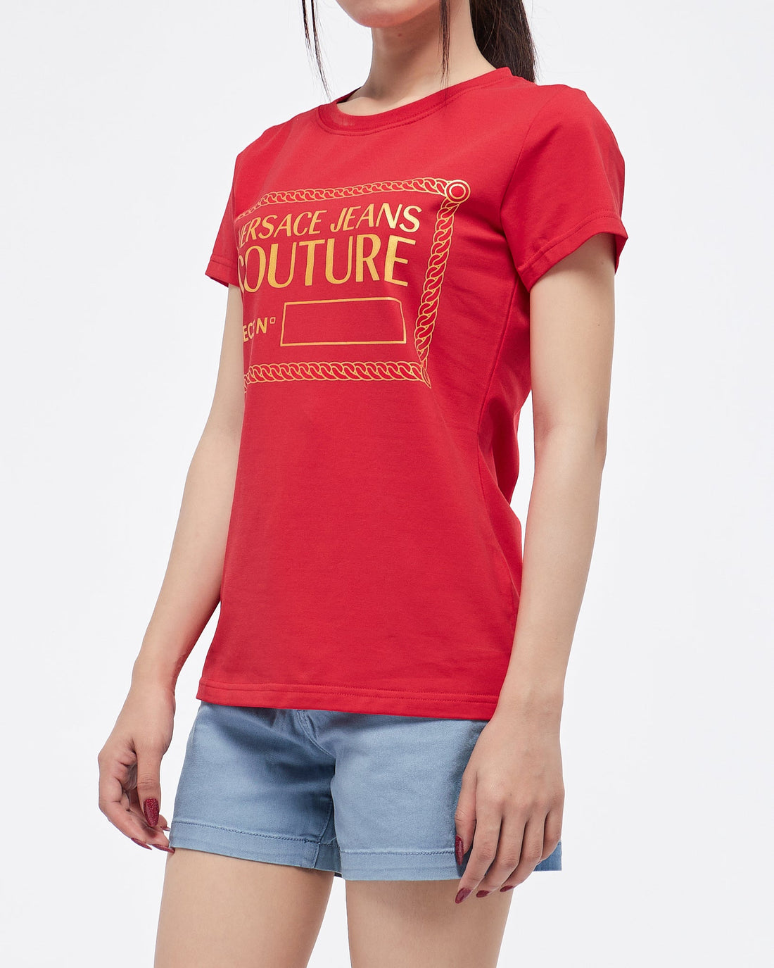 MOI OUTFIT-V Couture Chain Gold Printed Lady T-Shirt 14.50
