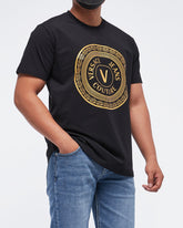 MOI OUTFIT-V Gold Printed Men T-Shirt 17.90